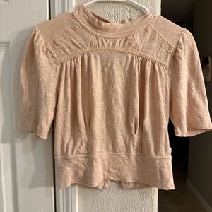 Free People Womens Peach Cotton Lace Crop Top Blouse Bohemian XS